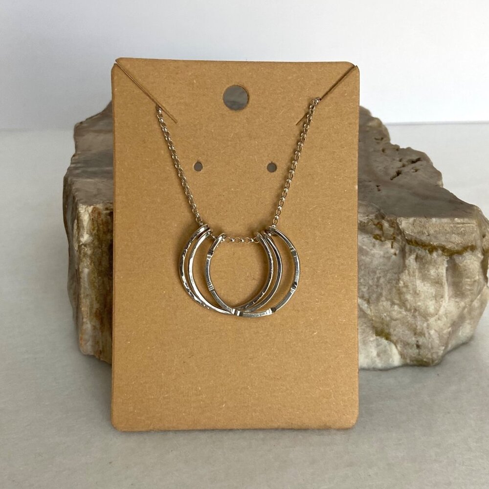 Sterling Silver 925 Triple Horseshoe Pendant Necklace 18"-20" Rolo Chain